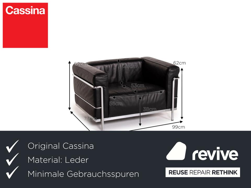 Cassina Le Corbusier LC 3 Leder Sessel Schwarz #14713 ✨ – Bild 2