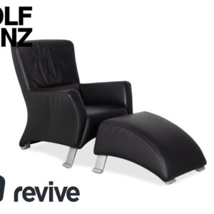 Rolf Benz 322 Leder Sessel Schwarz inkl. Hocker ✨