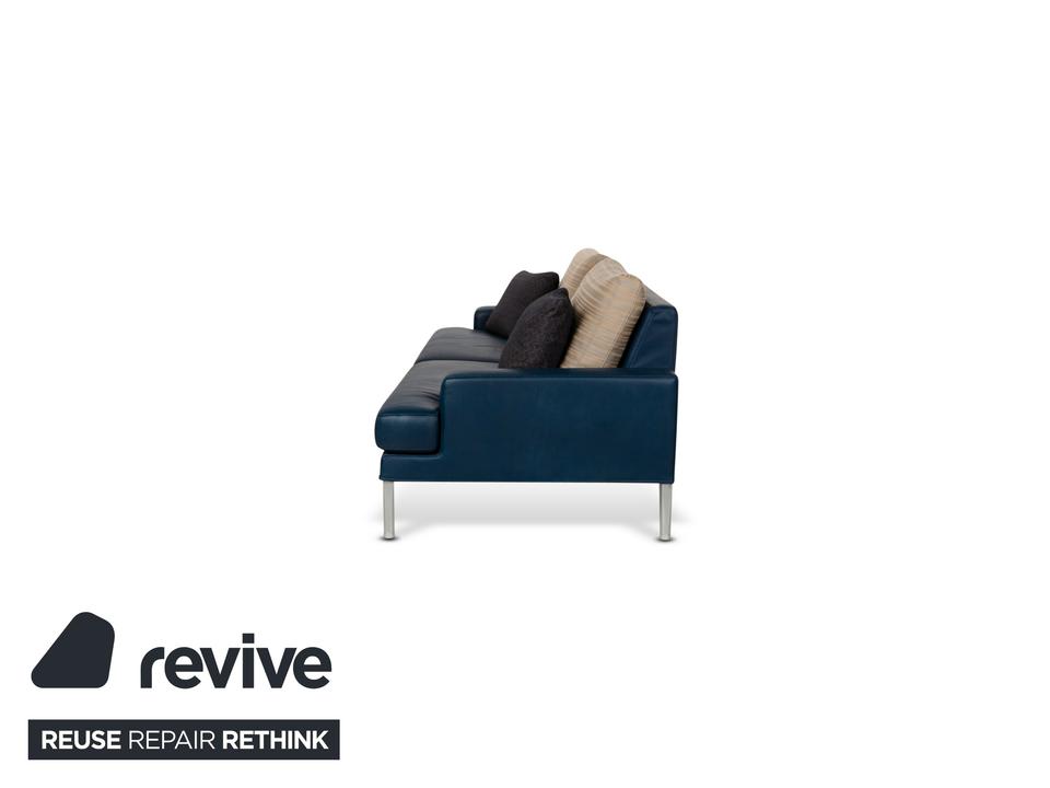 FSM Clarus Leder Dreisitzer Blau Braun Sofa Couch manuelle – Bild 15