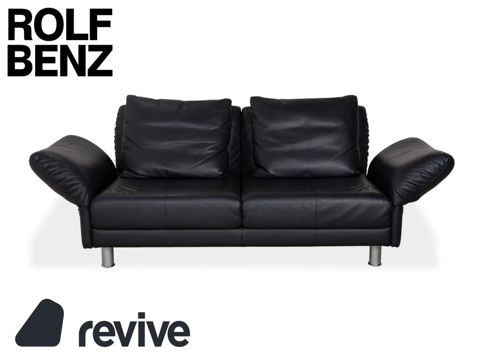 Rolf Benz 510 Leder Dreisitzer Dunkelblau manuelle Funktion Sofa