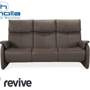 Himolla 4879 Leder Dreisitzer Sofa Grau Braun Taupe Couch