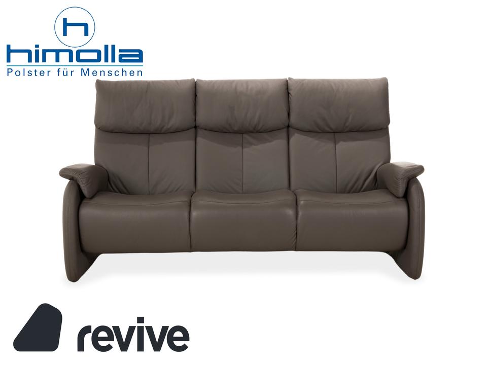 Himolla 4879 Leder Dreisitzer Sofa Grau Braun Taupe Couch