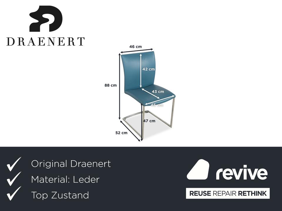 6er Garnitur Draenert Nobile Swing Leder Stuhl Blau Petrol – Bild 2