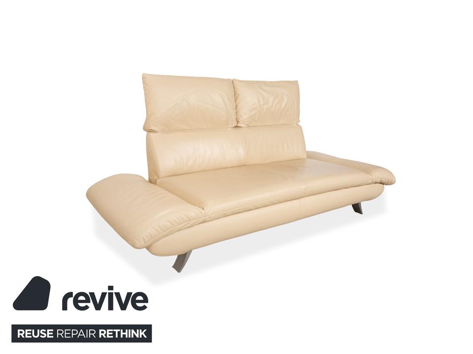 Koinor Velluti Leder Dreisitzer Creme manuelle Funktion Sofa – Bild 3