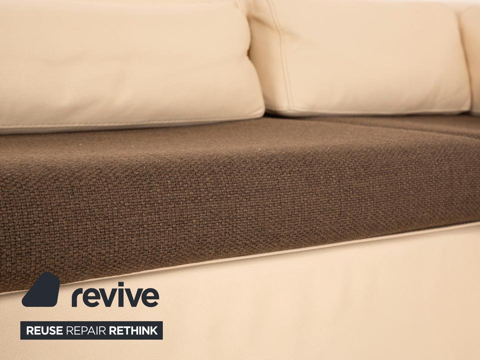 Who's Perfect Boston Leder Ecksofa Creme manuelle Funktion – Bild 3