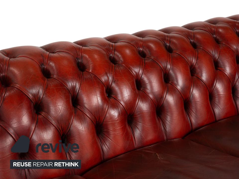 Chesterfield Leder Sofa Braun Rot Viersitzer Couch – Bild 5