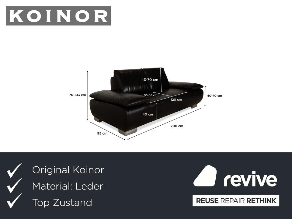 Koinor Volare Leder Zweisitzer Schwarz Sofa Couch manuelle – Bild 2
