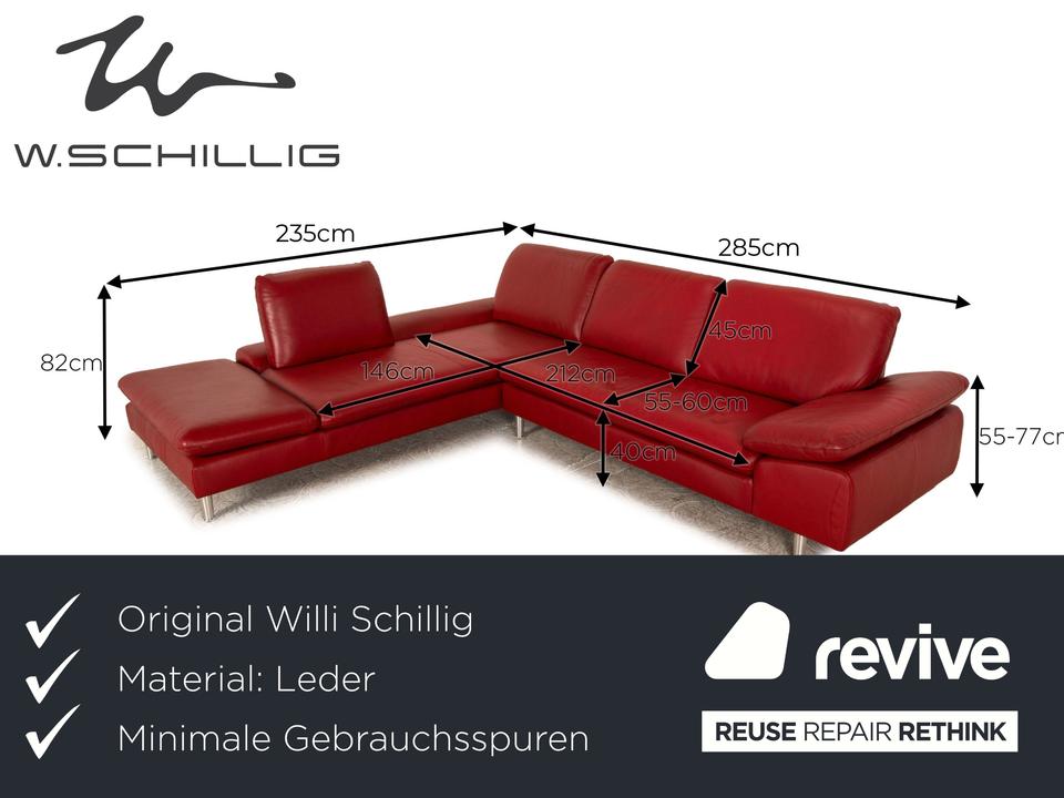 Willi Schillig Loop Leder Ecksofa Rot manuelle Funktion ✨ – Bild 2