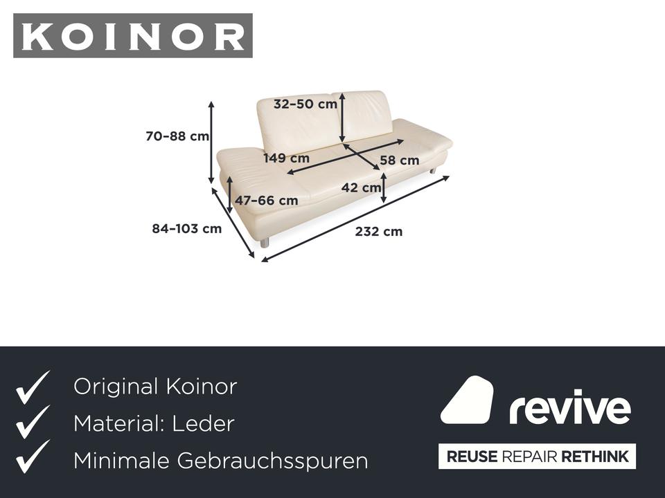 Koinor Rivoli Leder Dreisitzer Creme manuelle Funktion Sofa Couch – Bild 2