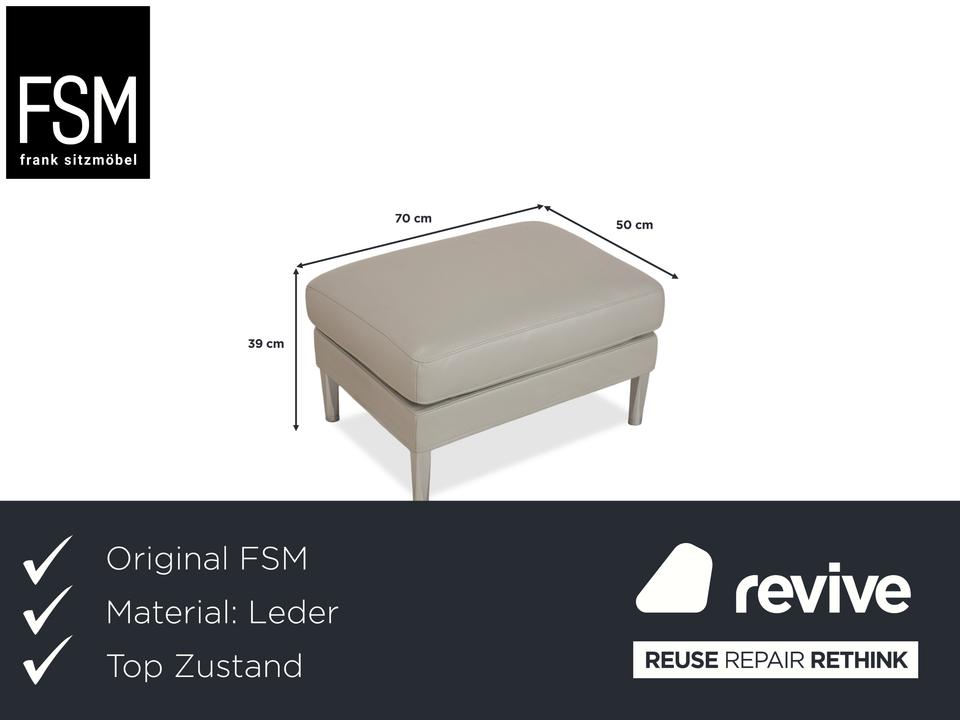 FSM Clarus Leder Hocker Grau Kiesel – Bild 2