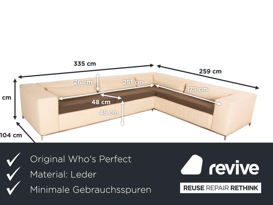 Who's Perfect Boston Leder Ecksofa Creme manuelle Funktion – Bild 2