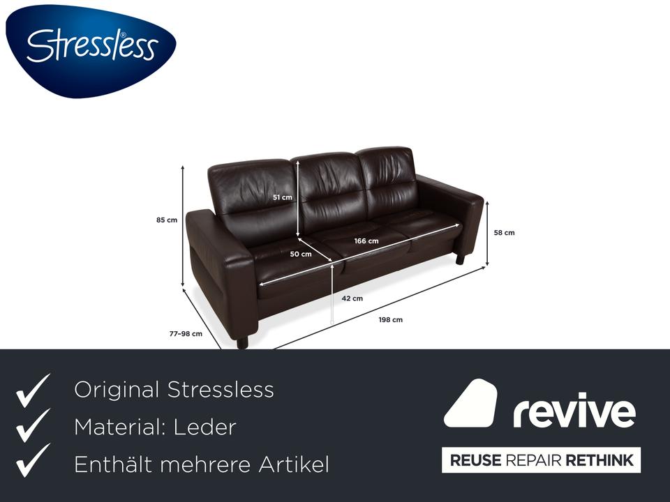 Stressless Wave Leder Dreisitzer Braun Espresso manuelle – Bild 3