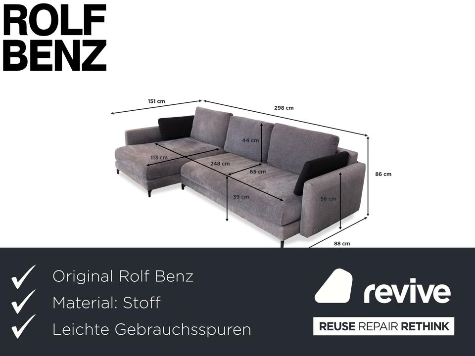 Rolf Benz Nuvola Stoff Ecksofa Grau Anthrazit Sofa Couch – Bild 2