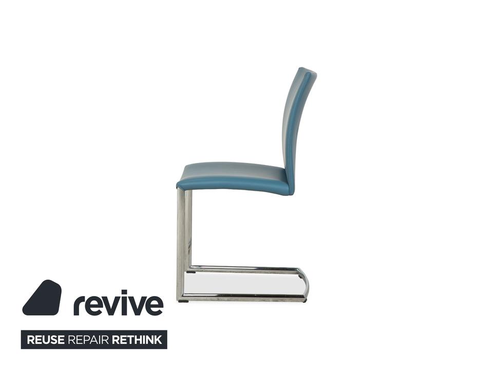 6er Garnitur Draenert Nobile Swing Leder Stuhl Blau Petrol – Bild 11