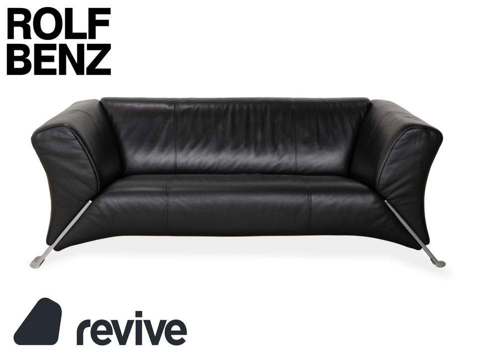 Rolf Benz 322 Leder Zweisitzer Schwarz Sofa Couch