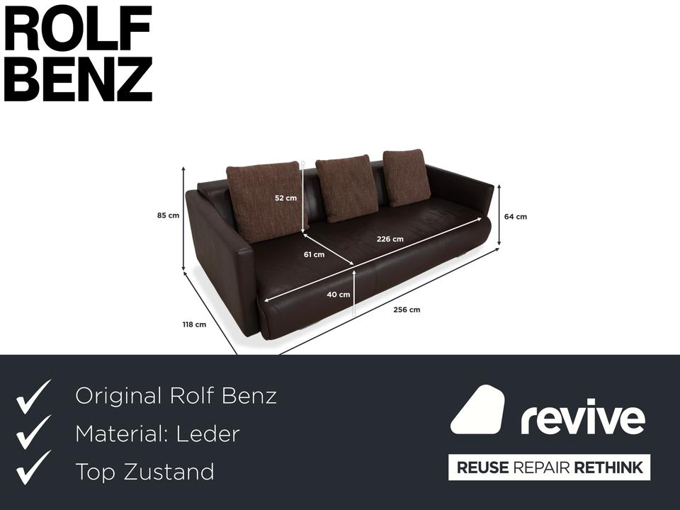 Rolf Benz 6300 Leder Viersitzer Braun Espresso Sofa Couch – Bild 2