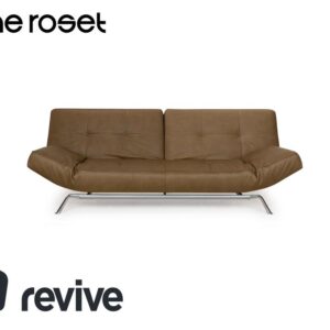 Ligne Roset Smala veganes Leder Zweisitzer Sofa Olivgrün Khaki ✨