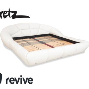 Bretz Kautsch Leder Bett Weiß Creme 200x200