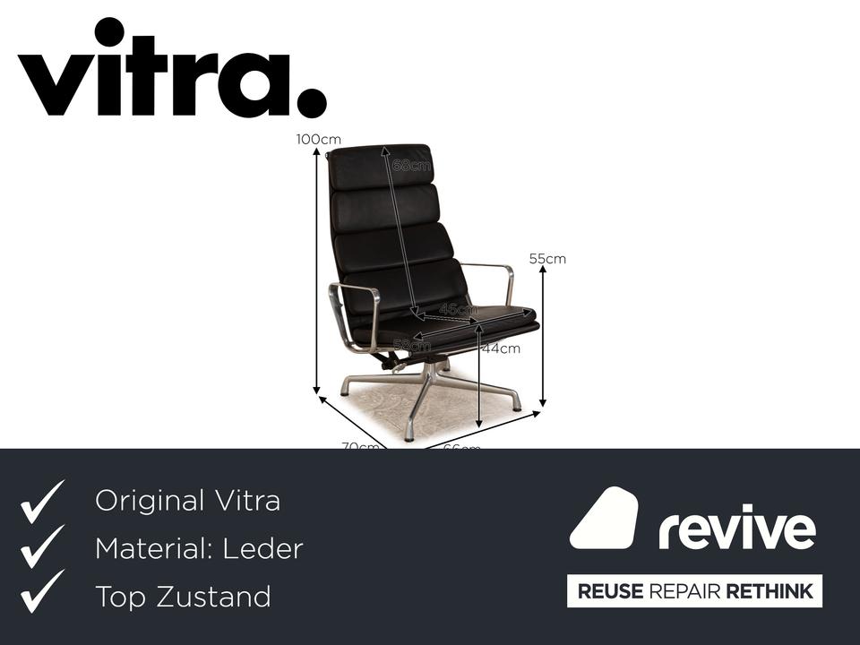 Vitra EA 222 Soft Pad Lounge Chair Leder Sessel Schwarz ✨ – Bild 2