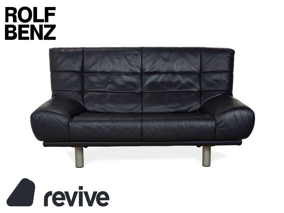 Rolf Benz BMP 418 Leder Zweisitzer Dunkelblau Sofa Coch