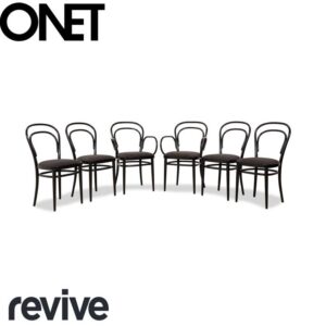 6er Garnitur Thonet 214 Holz Stuhl Schwarz Esszimmer Vintage