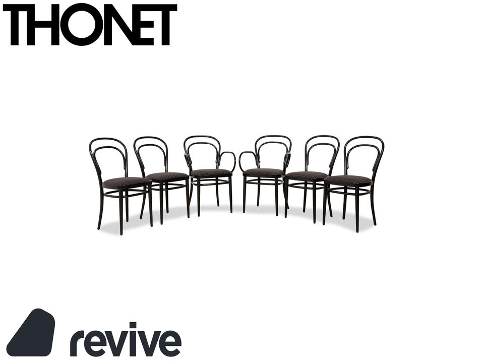 6er Garnitur Thonet 214 Holz Stuhl Schwarz Esszimmer Vintage