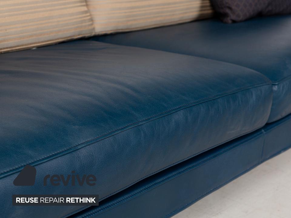 FSM Clarus Leder Dreisitzer Blau Braun Sofa Couch manuelle – Bild 4