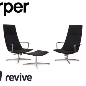 Arper Catifa 46 Stoff 2x Sessel inkl. Hocker Dunkelgrau Blau