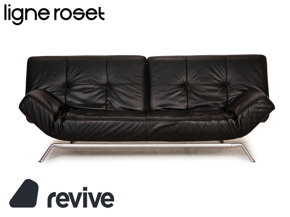 ligne roset Smala Leder Sofa Schwarz Dreisitzer Couch Funktion ✨