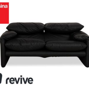 Cassina Maralunga veganes Leder Zweisitzer Schwarz Sofa Couch ✨