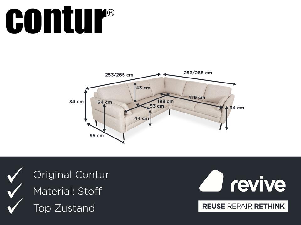 Contur Enna Stoff Ecksofa Beige Sofa Couch – Bild 2