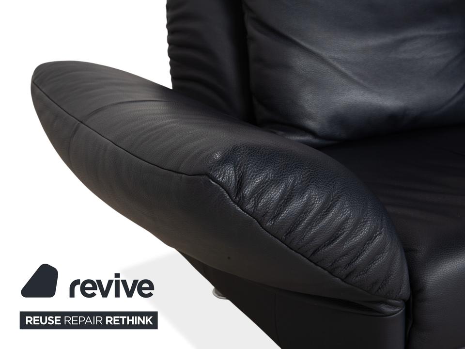 Rolf Benz 510 Leder Dreisitzer Dunkelblau manuelle Funktion Sofa – Bild 4