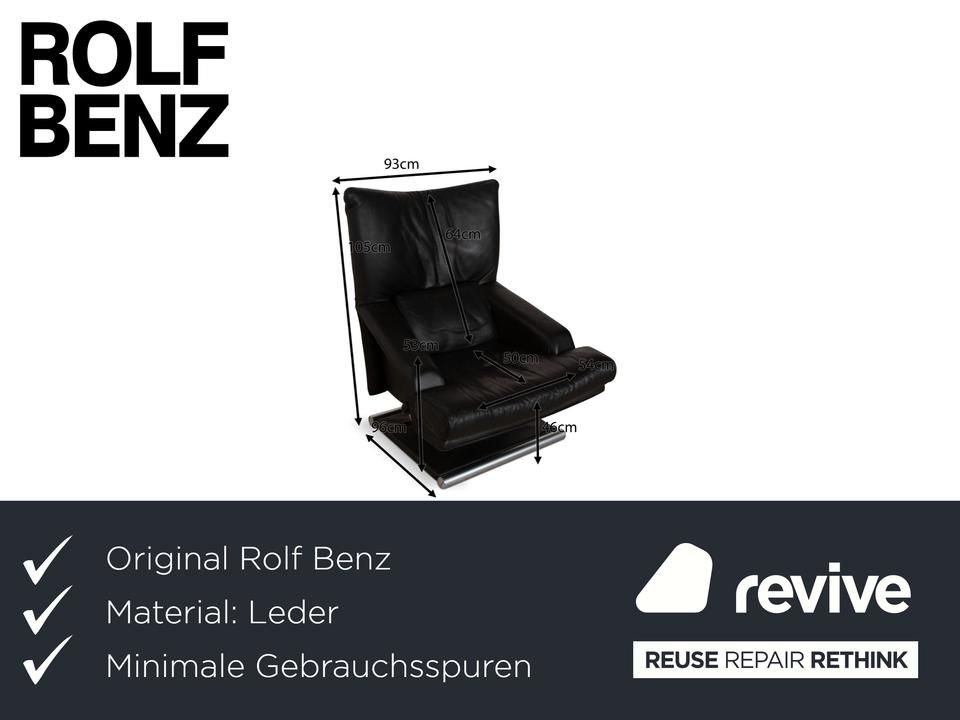 Rolf Benz 6500 Leder Sessel Schwarz manuelle Funktion ✨ – Bild 2