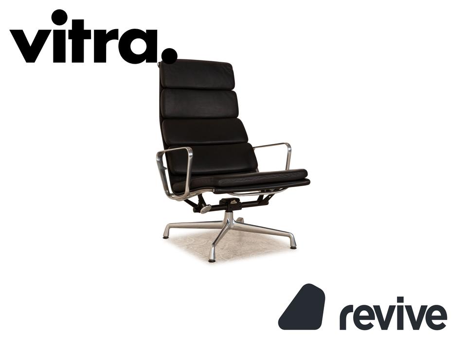Vitra EA 222 Soft Pad Lounge Chair Leder Sessel Schwarz ✨