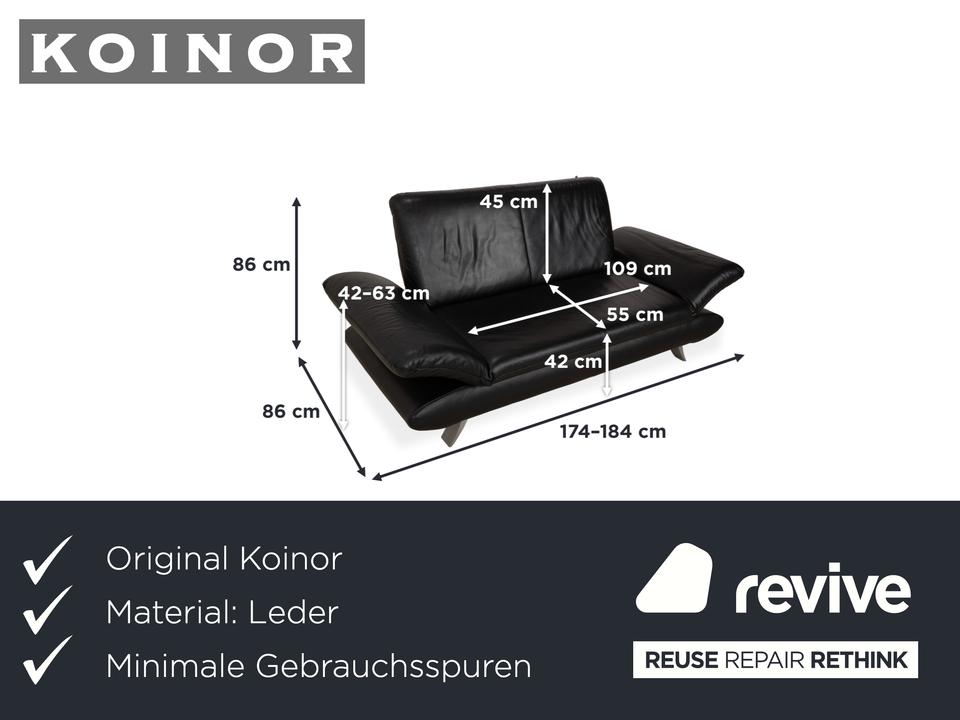 Koinor Rossini Zweisitzer Leder Sofa Schwarz manuelle Funktion – Bild 2
