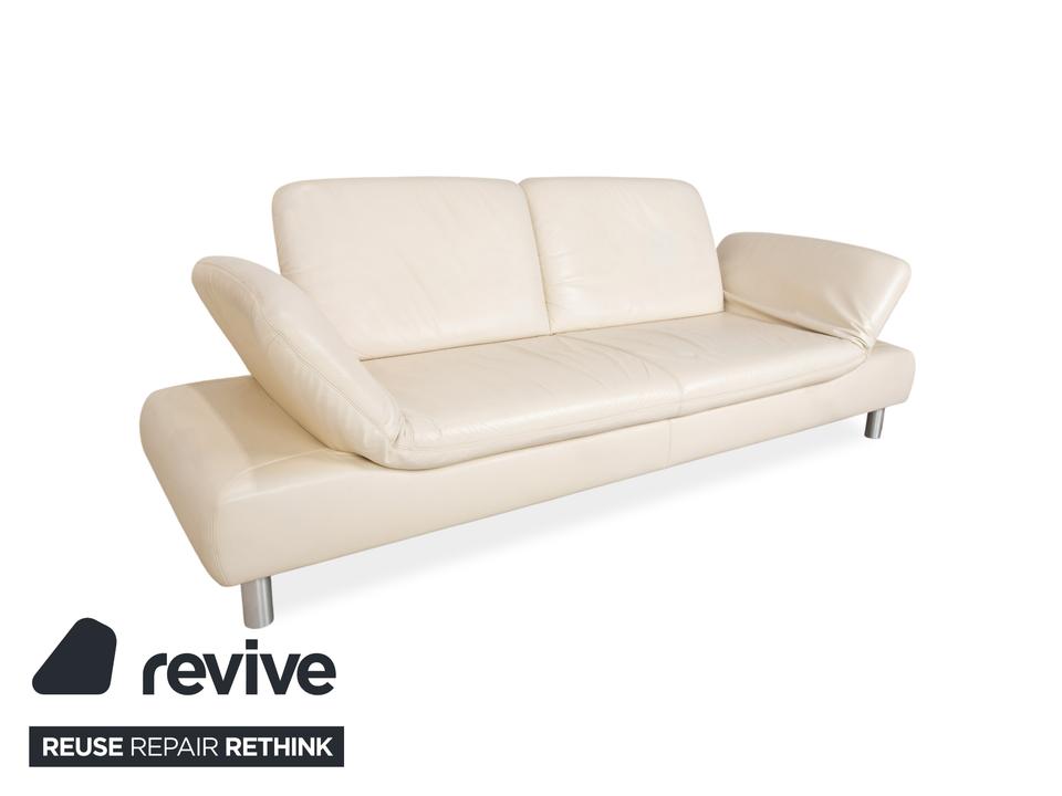 Koinor Rivoli Leder Dreisitzer Creme manuelle Funktion Sofa Couch – Bild 3