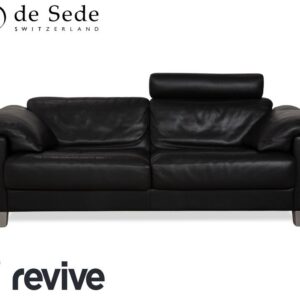 de Sede DS-17 Leder Zweisitzer Schwarz Sofa Couch Kopfstütze