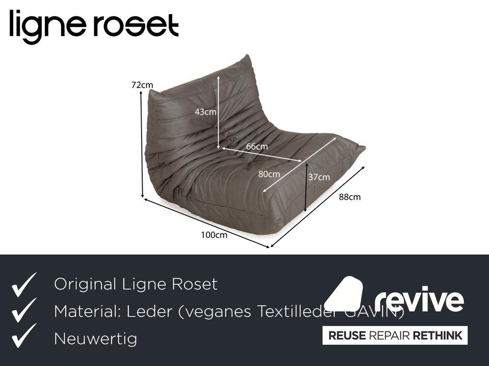 Ligne Roset Togo Textilleder Vegan Sessel Grau Neubezug ✨ – Bild 2