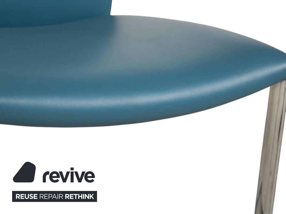 6er Garnitur Draenert Nobile Swing Leder Stuhl Blau Petrol – Bild 3