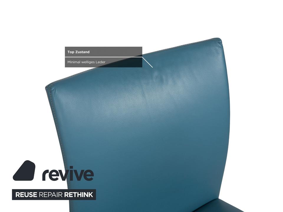6er Garnitur Draenert Nobile Swing Leder Stuhl Blau Petrol – Bild 7