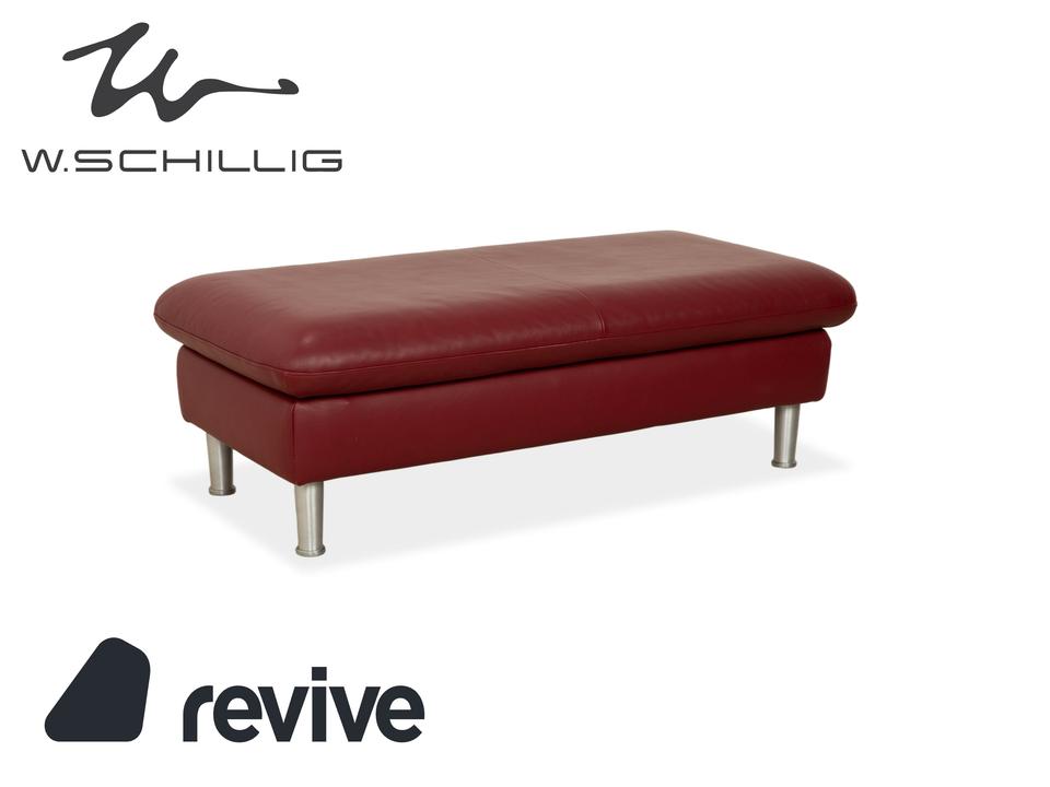 Willi Schillig Loop Leder Hocker Rot Weinrot