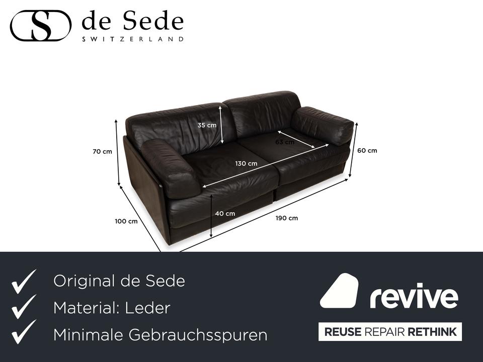 de Sede DS-76 Leder Zweisitzer Schwarz Sofa Couch manuelle ✨ – Bild 2
