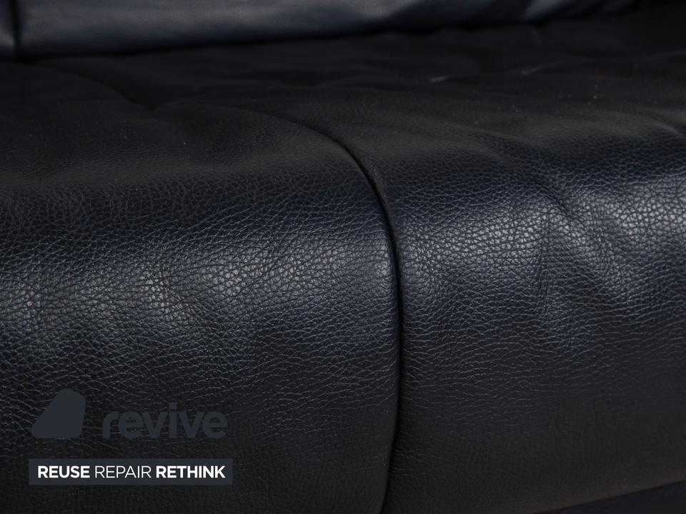 Rolf Benz BMP 418 Leder Zweisitzer Dunkelblau Sofa Coch – Bild 3
