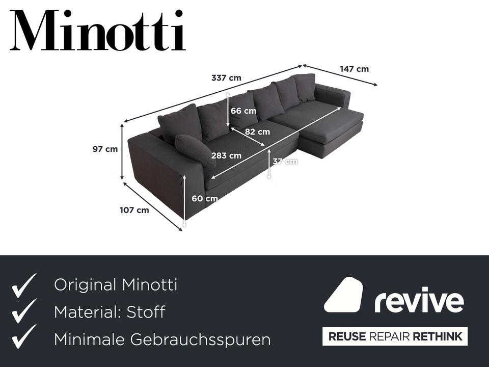 Minotti Stoff Ecksofa Grau Sofa Couch – Bild 2