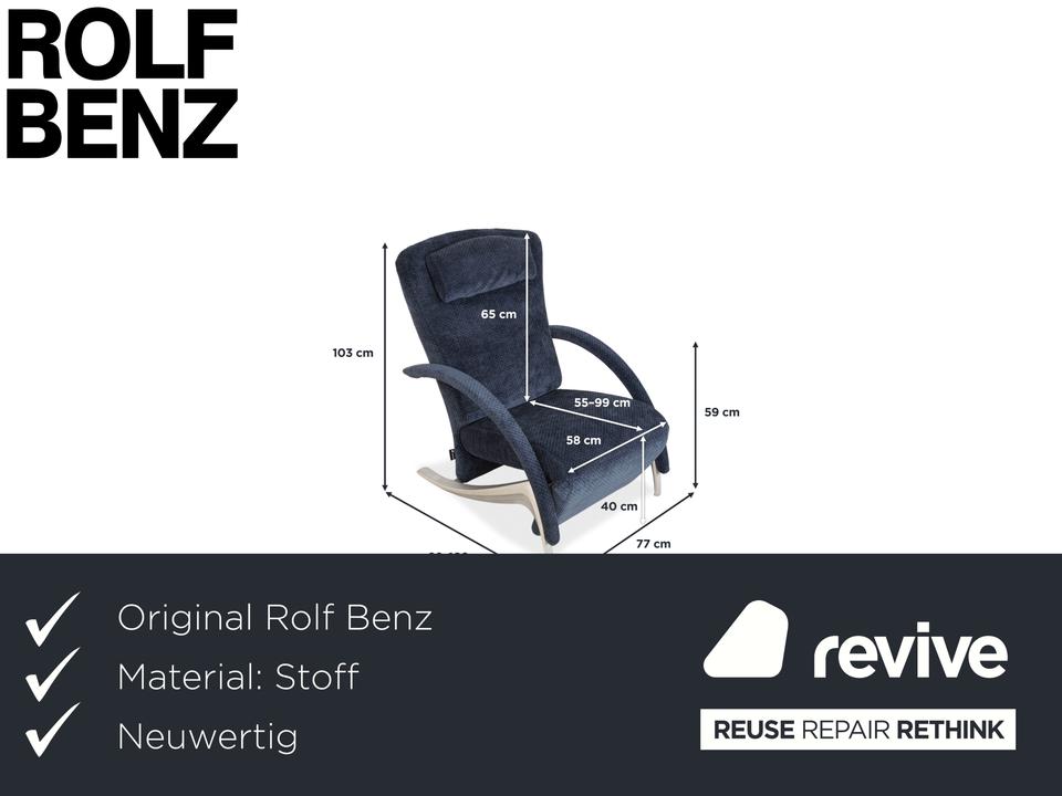 Rolf Benz 3100 Stoff Sessel Blau Neubezug manuelle Funktion ✨ – Bild 2