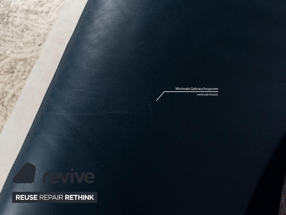 FSM Clarus Leder Dreisitzer Blau Braun Sofa Couch manuelle – Bild 5