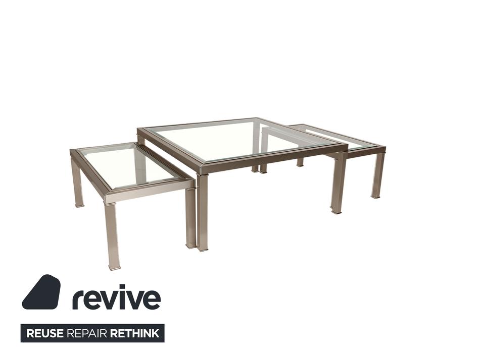 Sovet Italia Nice Glas Couchtisch Silber Satztische – Bild 3