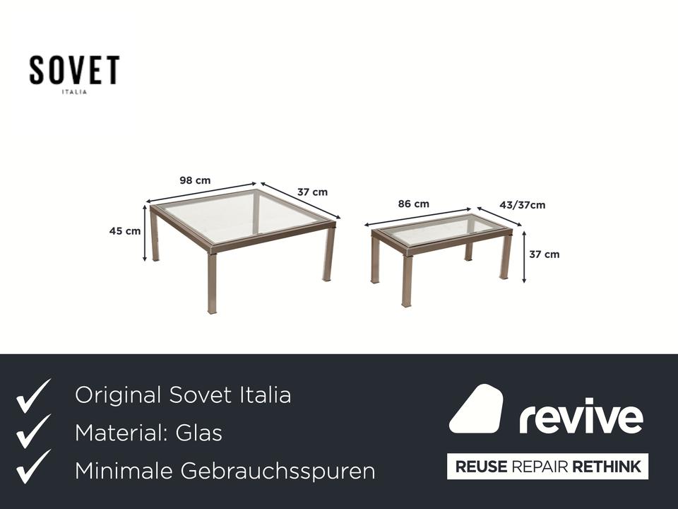 Sovet Italia Nice Glas Couchtisch Silber Satztische – Bild 2
