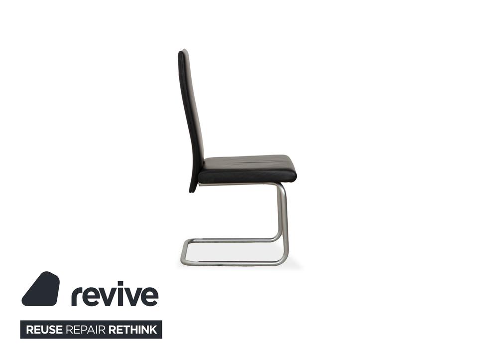 6er Garnitur Ronald Schmitt Leder Stuhl Schwarz Chrom Esszimmer – Bild 10