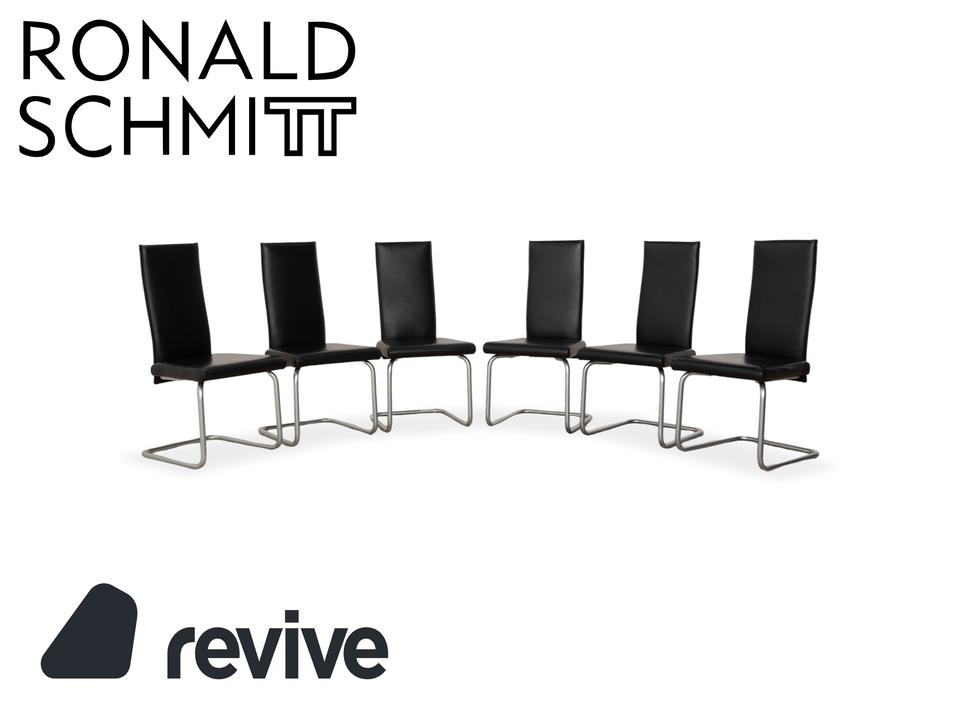 6er Garnitur Ronald Schmitt Leder Stuhl Schwarz Chrom Esszimmer